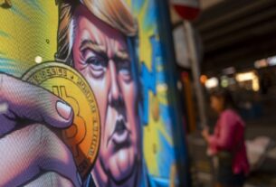 Bitcoin reached a record high of $106,533, fueled by President-elect Donald Trump's comments about creating a US Bitcoin reserve. Photo: A cartoon image of US President-elect Donald Trump holding a Bitcoin token to mark the cryptocurrency reaching over $100,000 displayed at a Coinhero store in Hong Kong.