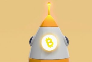 Bitcoin token on the rocket suggesting btc upward trajectory