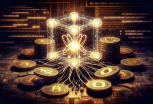 A high-definition illustration depicting the concept of a 'Quantum Threat' to cryptocurrency, with symbolic imagery. There's a visual representation of quantum computing power in the form of a glowing, intricate quantum computer model. On one side of the image are stacks of physical coins etched with the symbol of popular cryptocurrencies, representing digital assets. The quantum computer appears to encompass the cryptocurrency with an ominous neon glow, suggesting risk. The background includes binary codes and encrypted data, building an atmosphere of intrigue and threat. Encapsulate the sense of urgency with darker hues and intense lighting gradients.