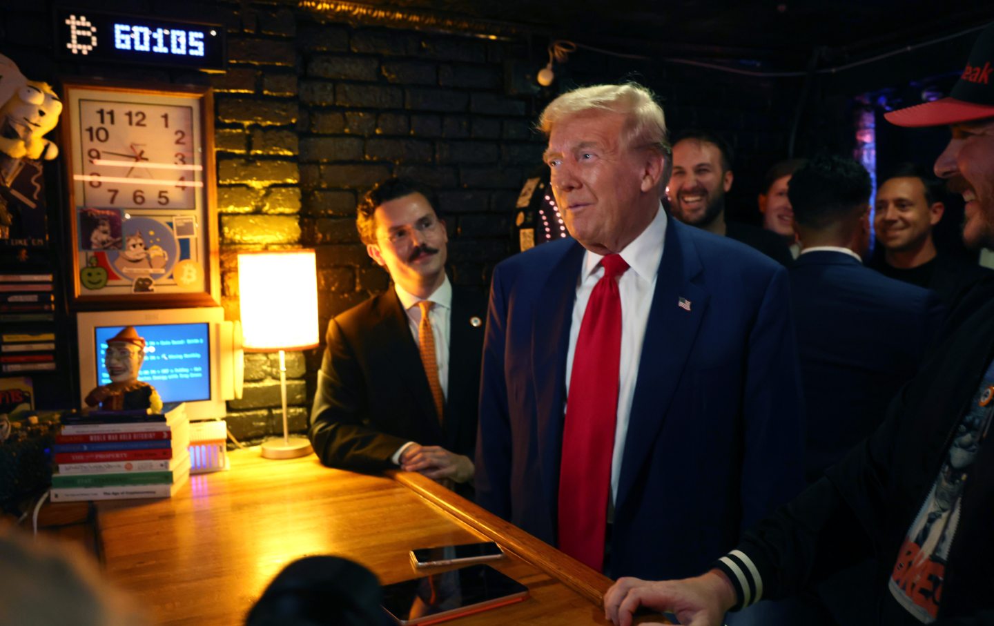 Donald Trump visits a cryptocurrency-themed bar called Pubkey in the West Village on September 18, 2024 in New York City.